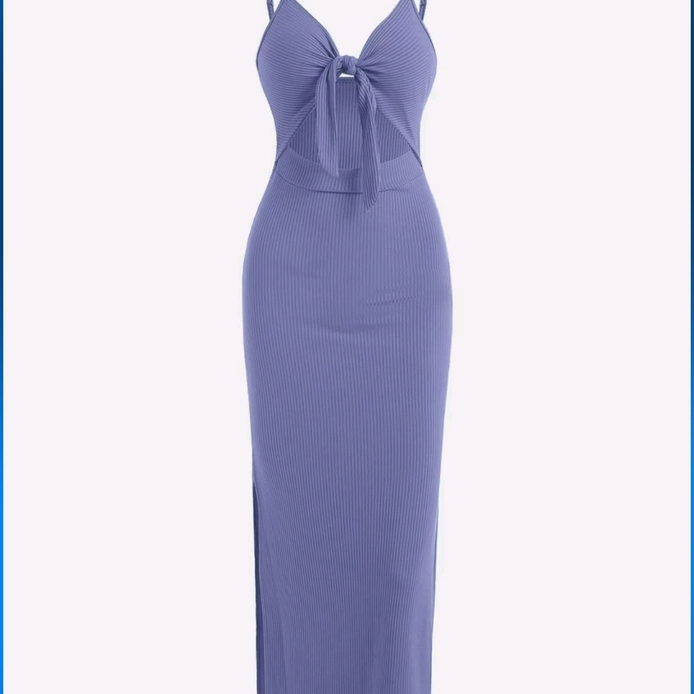 Purple Tie Front Sleeveless Maxi Dress